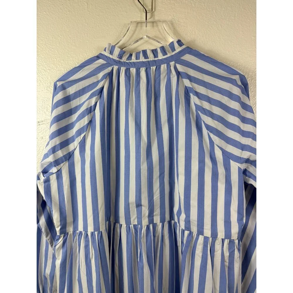 J.Crew Striped Tiered Cotton Dress XL Blue & White - Picture 13 of 16